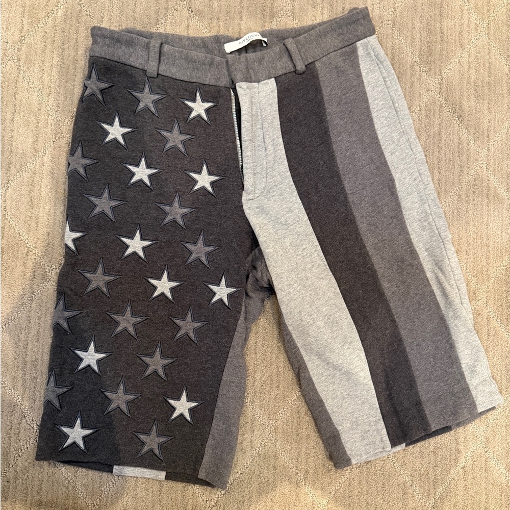 Givenchy Gray and Black Star Pattern Athletic Shorts
